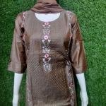 Women Kurta Embroidery Work With Pant And Matching Dupatta