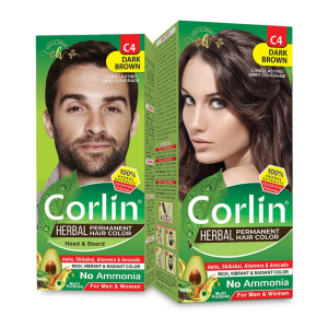 Corlin Herbal Permanent Hair Color Cream, Dark Brown C4 (100g x 2pcs)