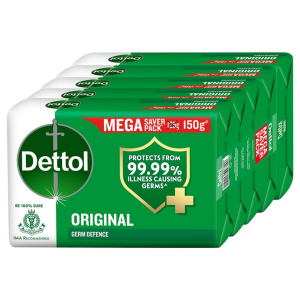 Dettol Original Germ Protection Bathing Soap Bar (750gm) | Kills 99.99% germs, 150 - Pack of 5 (packaging may vary)